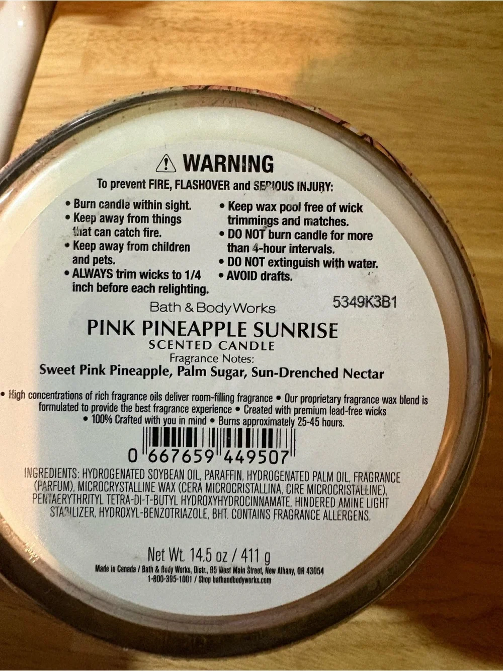 Bath & Body Works Pink Pineapple Sunrise Candle